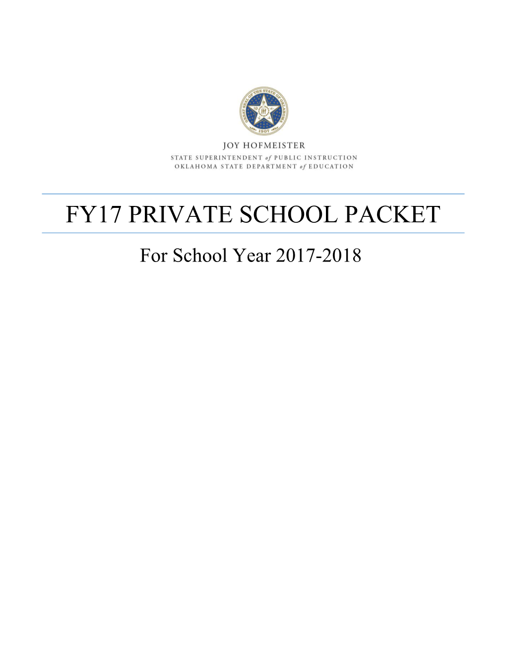 FY17 Private School Packet