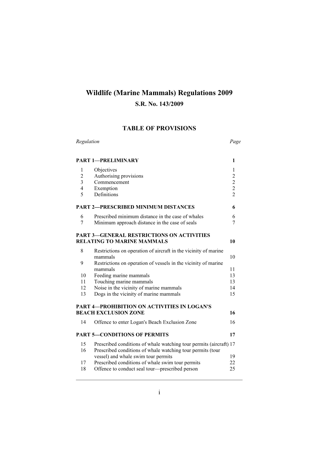 Wildlife (Marine Mammals) Regulations 2009