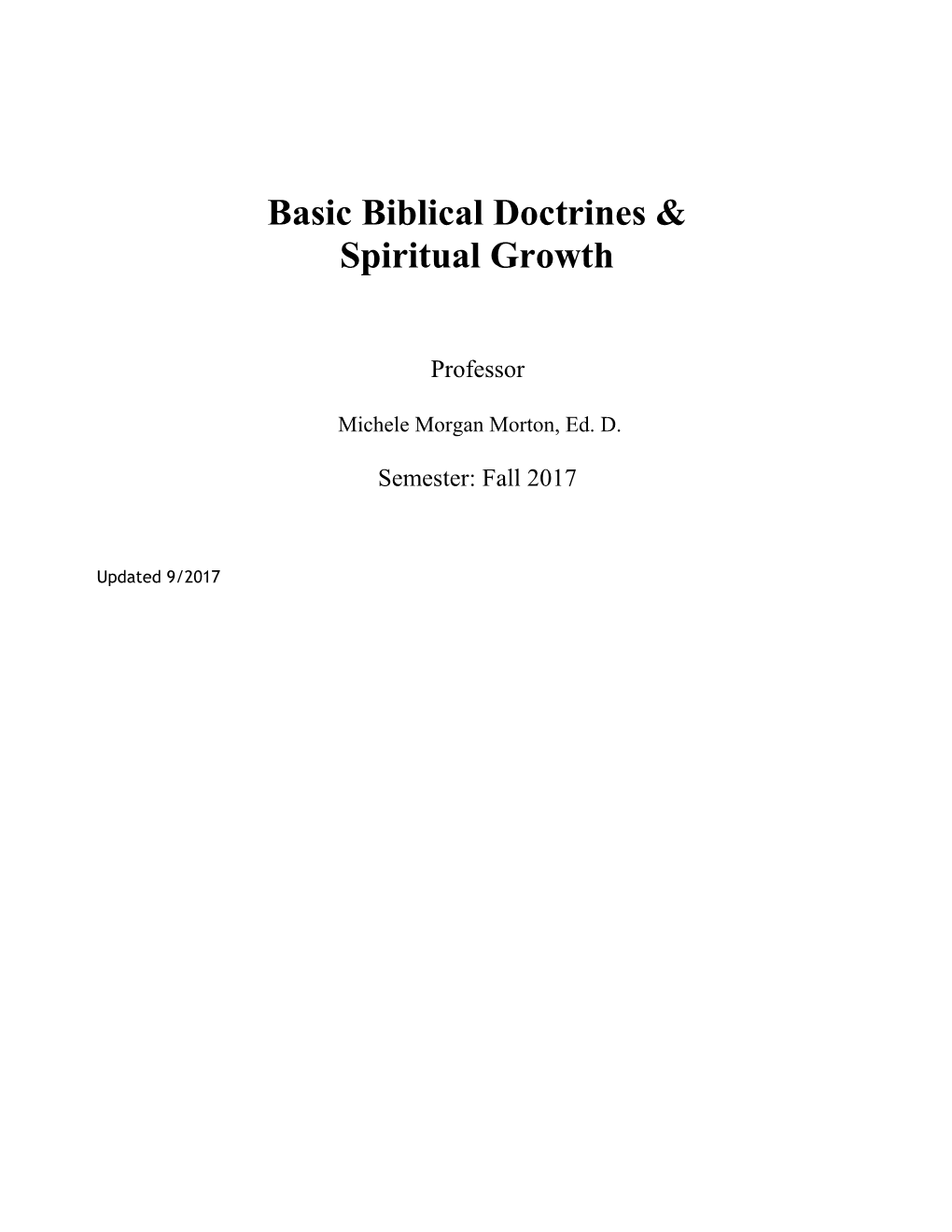 Basic Biblical Doctrines &