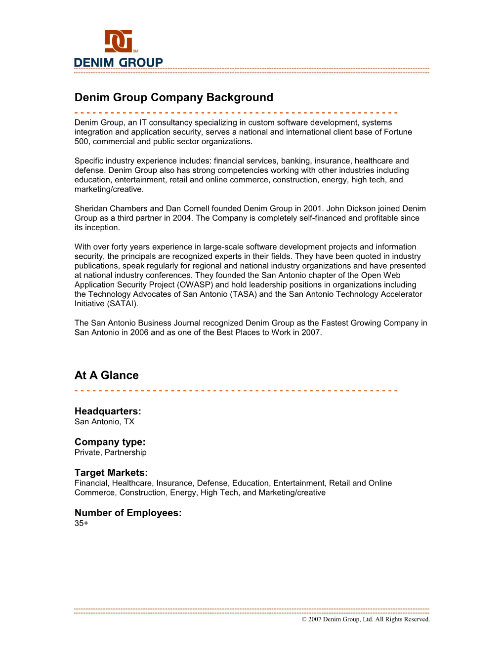 Denim Group Company Background