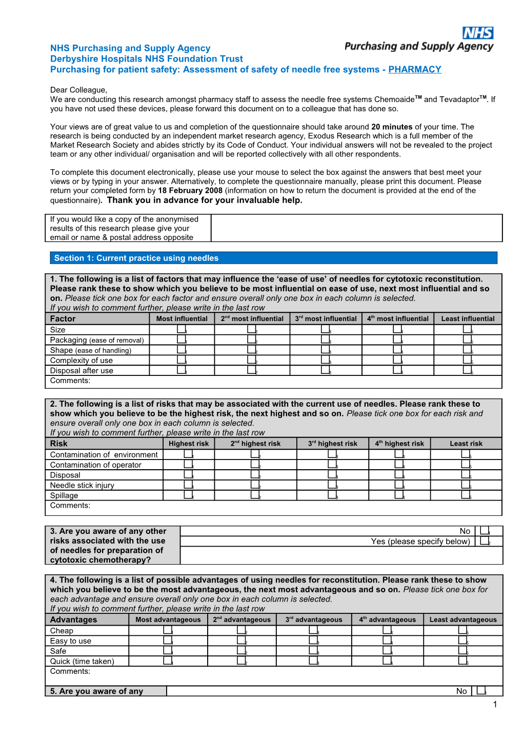 Purchasing for Patient Safety - Needle Free Systems