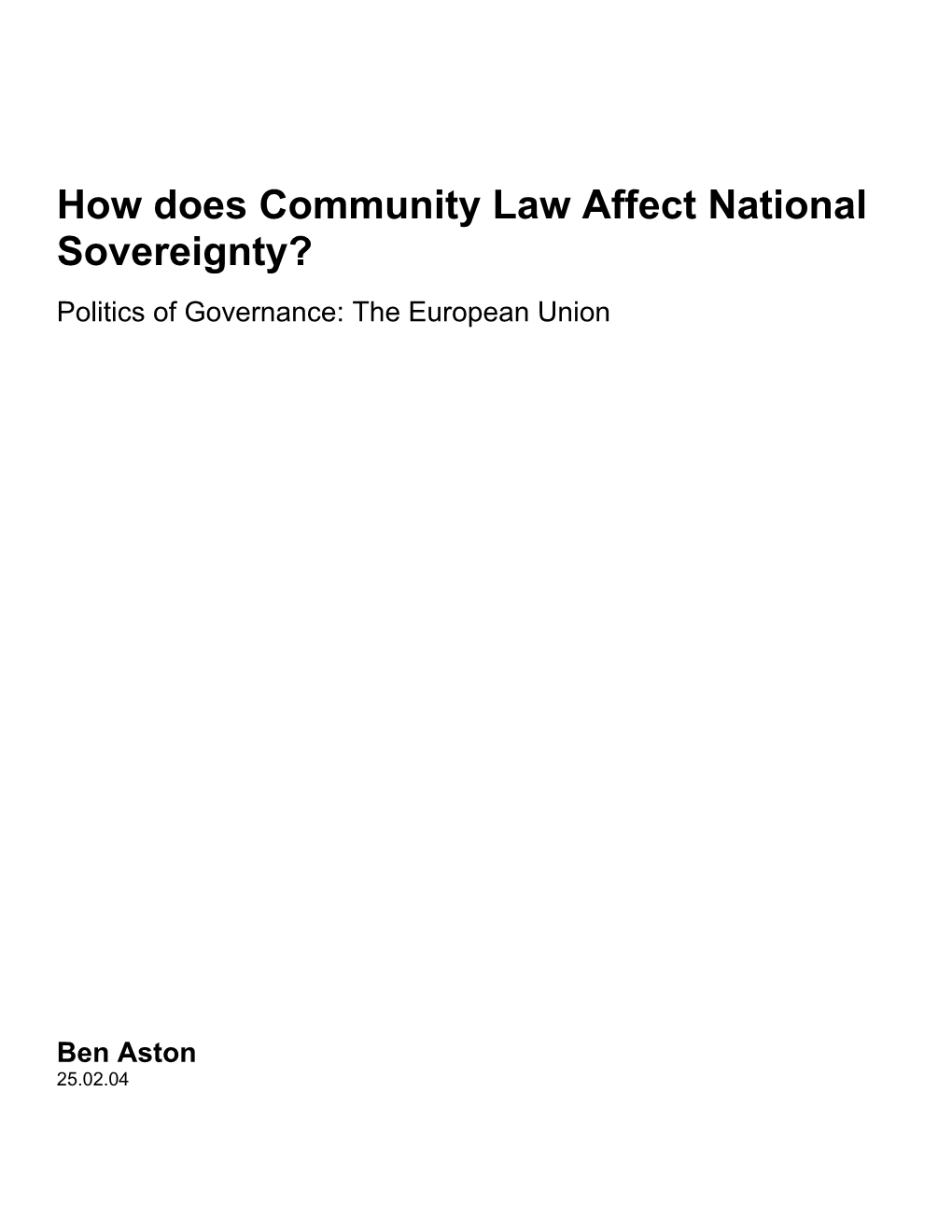 How Does Community Law Affect National Sovereignty
