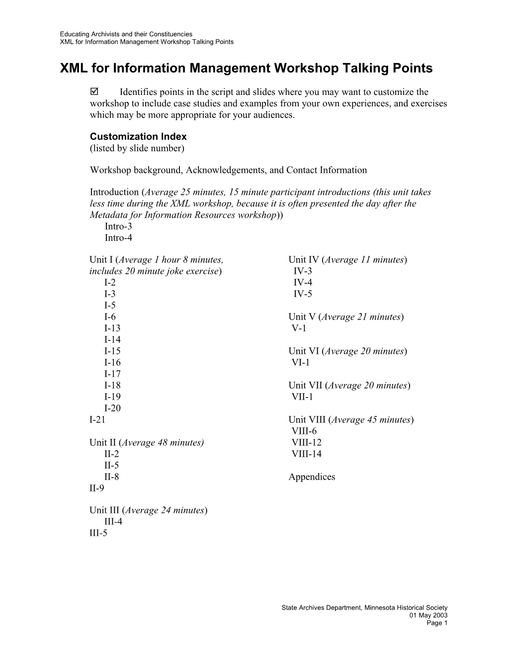 XML Workshop Script