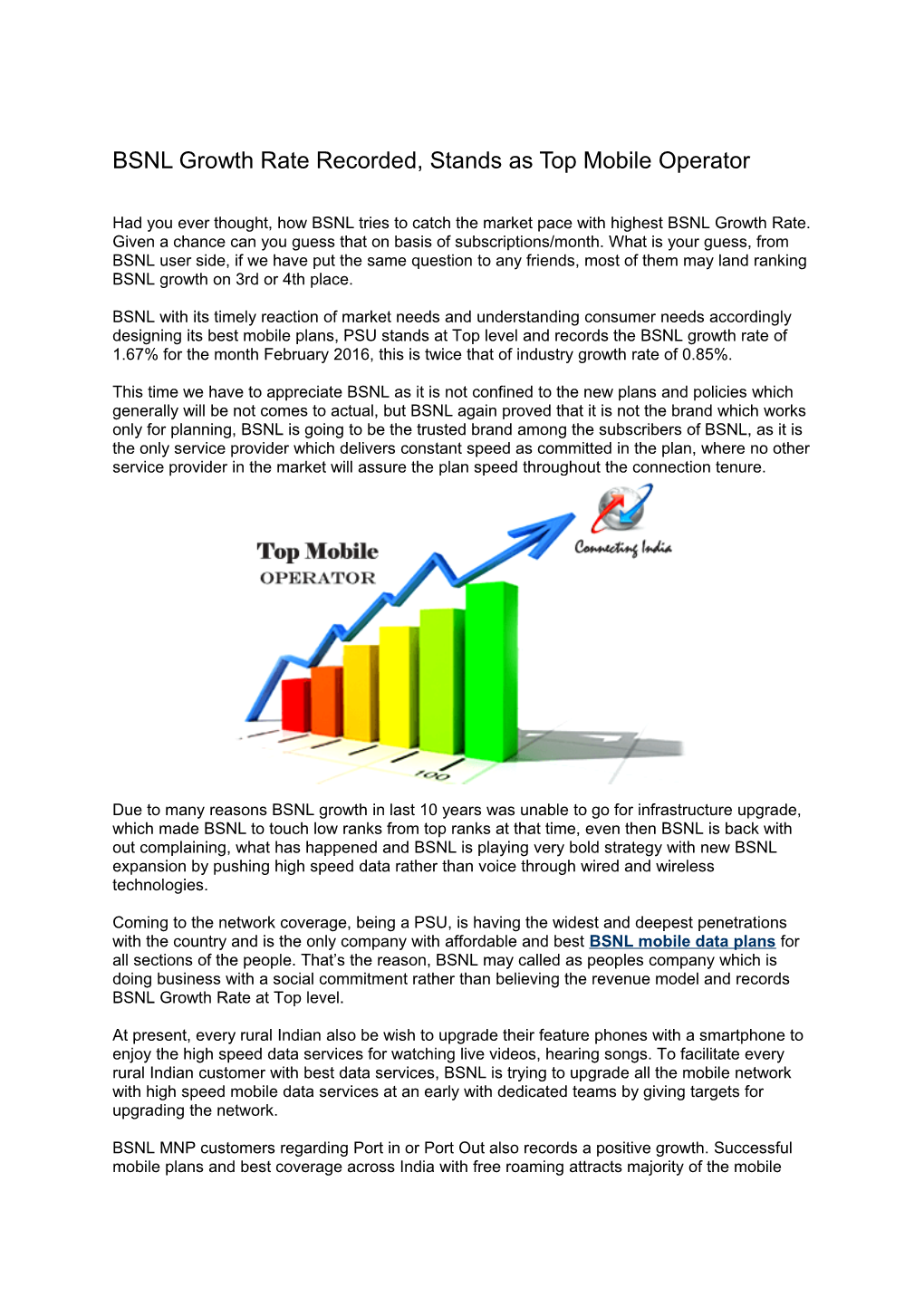 BSNL Growth Rate Recorded, Stands As Top Mobile Operator