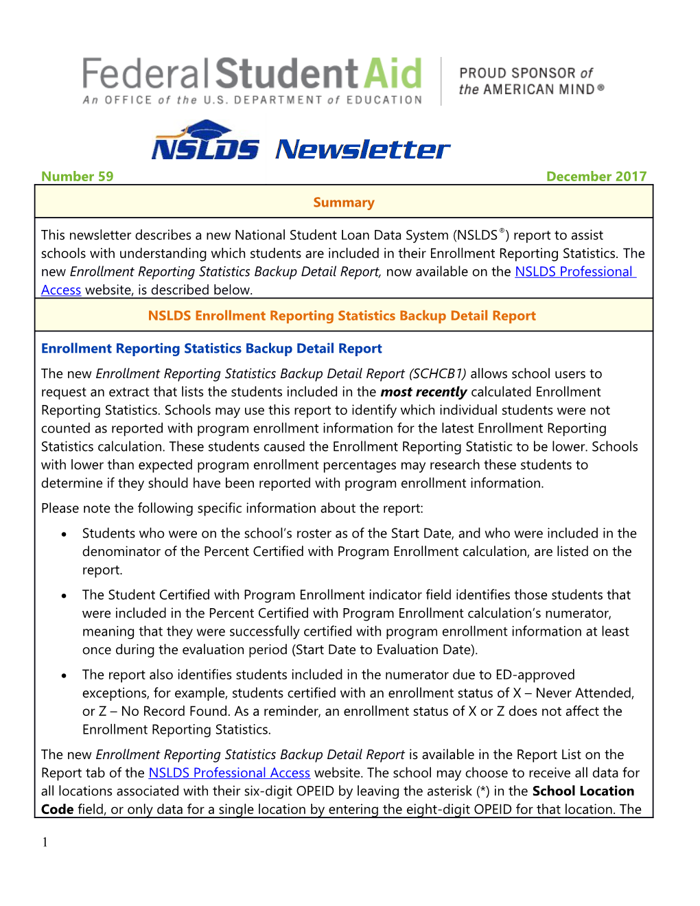 June Release NSLDS Newsletter