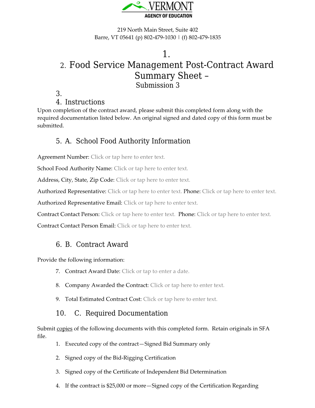 FSMC Post Contract Award