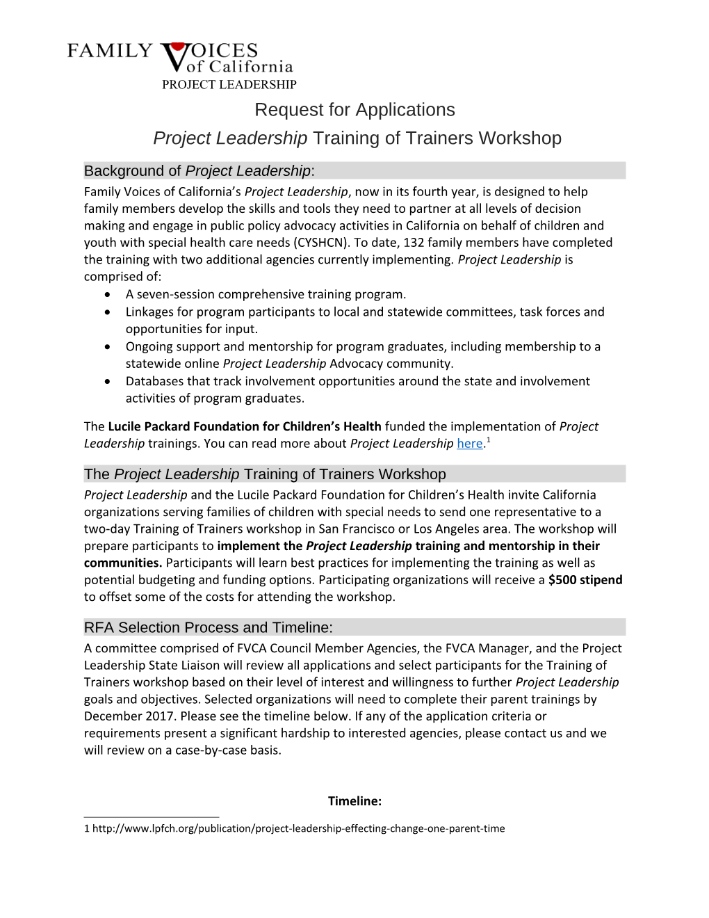 Project Leadership Training of Trainers Workshop