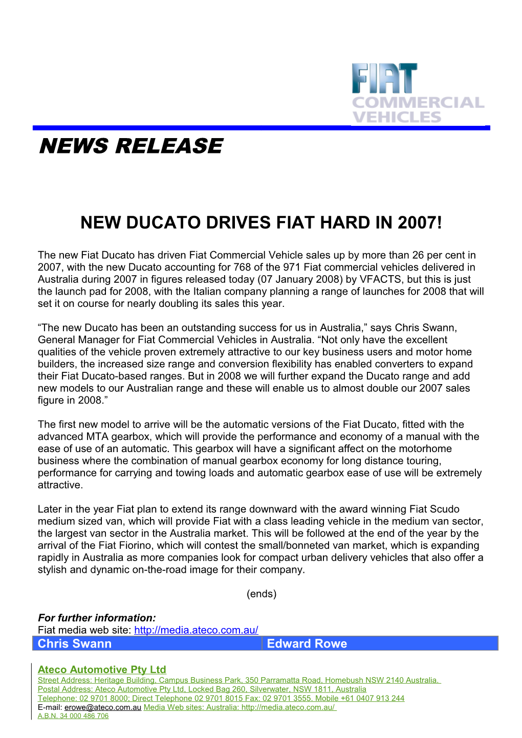 New Ducato Drives Fiat Hard in 2007!
