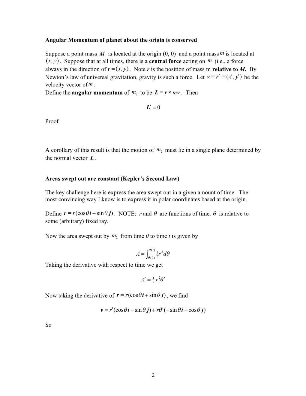 Derivation of Kepler S Laws from Newton S Laws