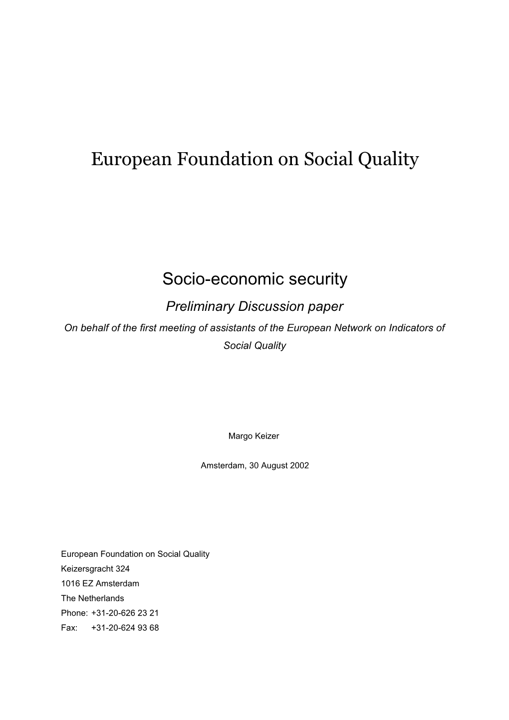 European Foundation on Social Quality