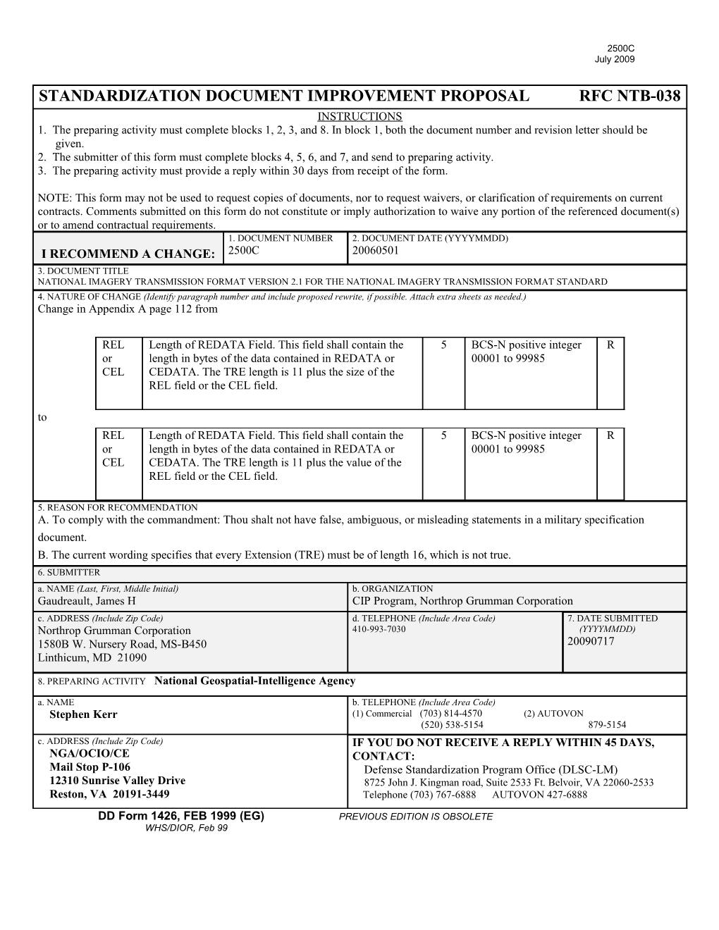 Standardization Document Improvement Proposal