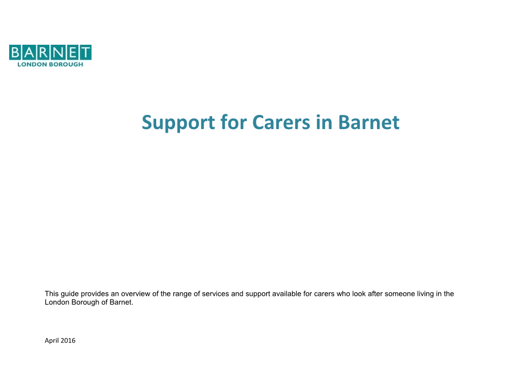 Support for Carers in Barnet