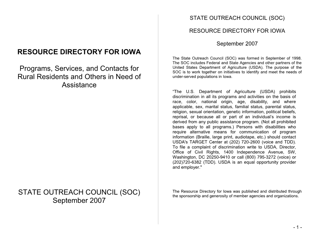 Resource Directory for Iowa