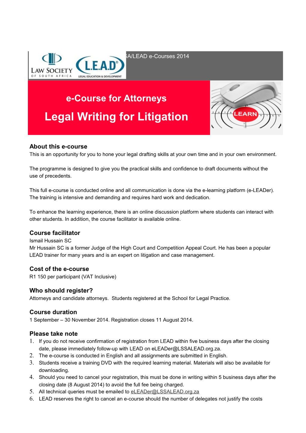 E-Course for Attorneyslegal Writing for Litigation