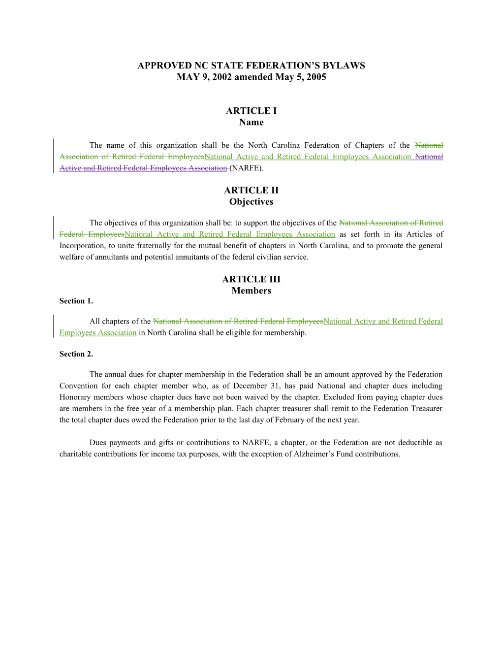 Approved Nc State Federation S Bylaws