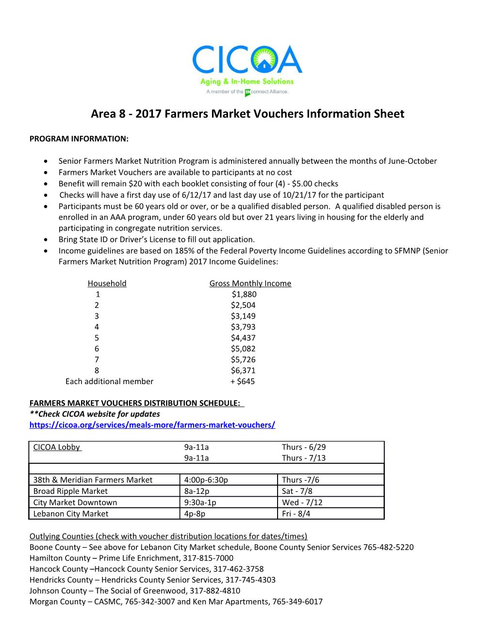 Area 8 - 2017 Farmers Market Vouchers Information Sheet
