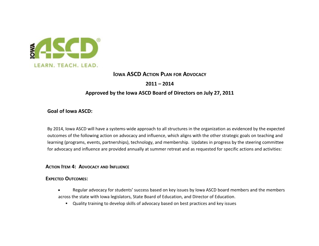Iowa ASCD Action Planfor Advocacy