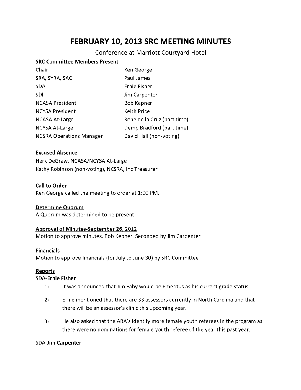 February 10, 2013 Src Meeting Minutes