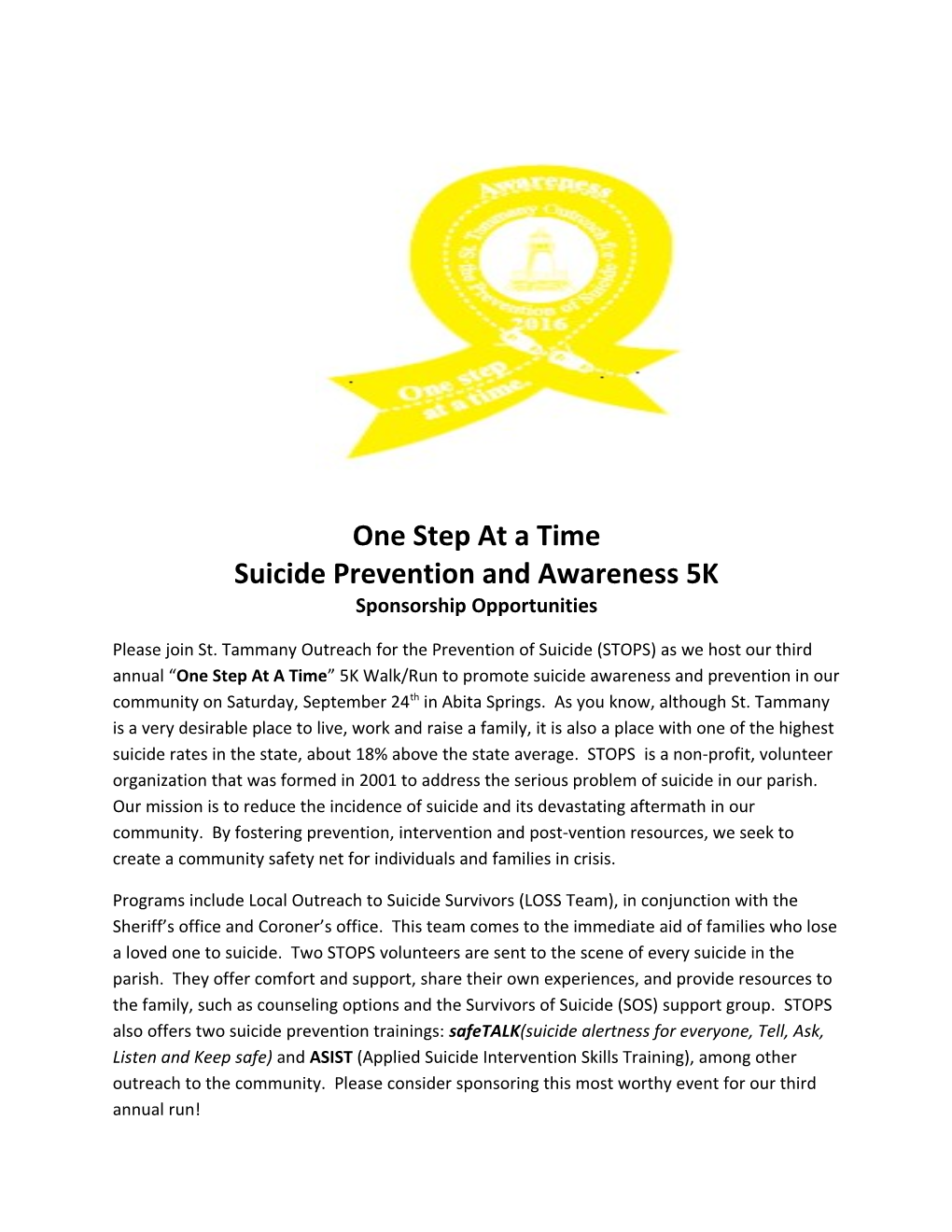 Suicide Prevention and Awareness 5K