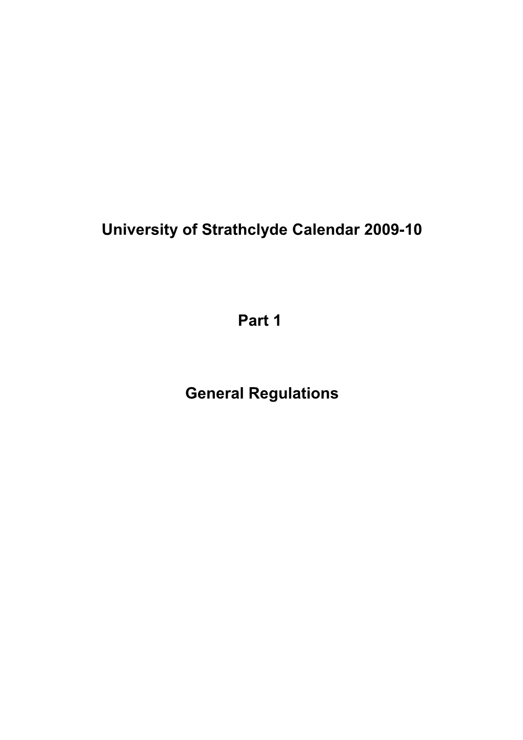 Universityof Strathclyde Calendar 2009-10