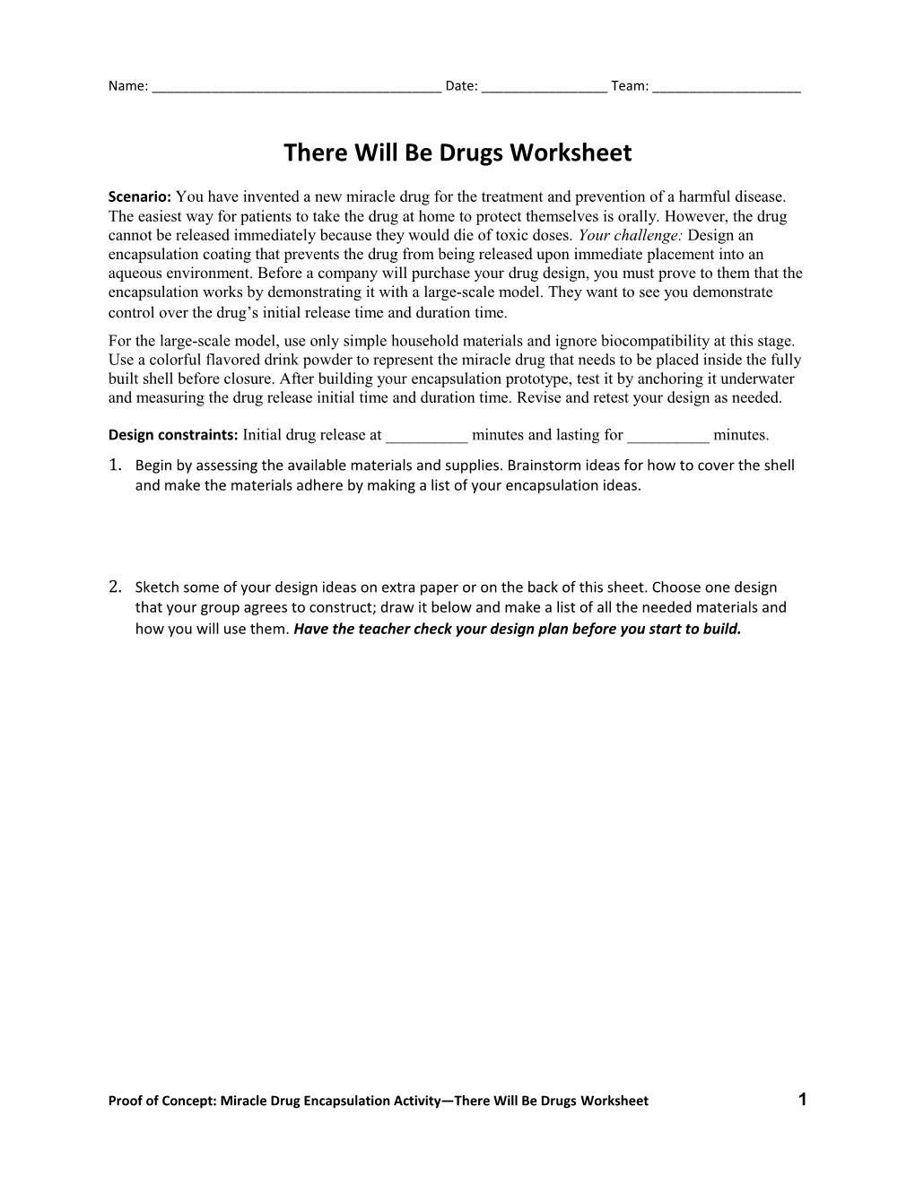 There Will Be Drugs Worksheet