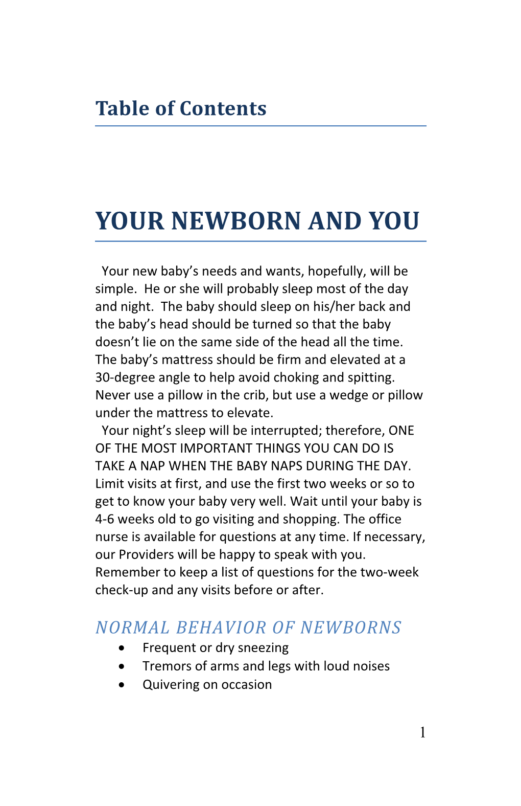 Your Newborn and You