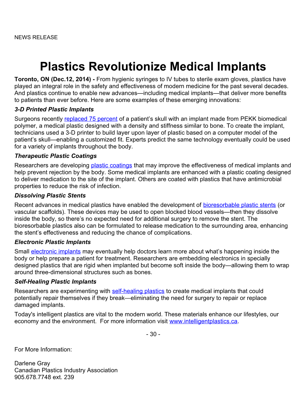 Plastics Revolutionize Medical Implants