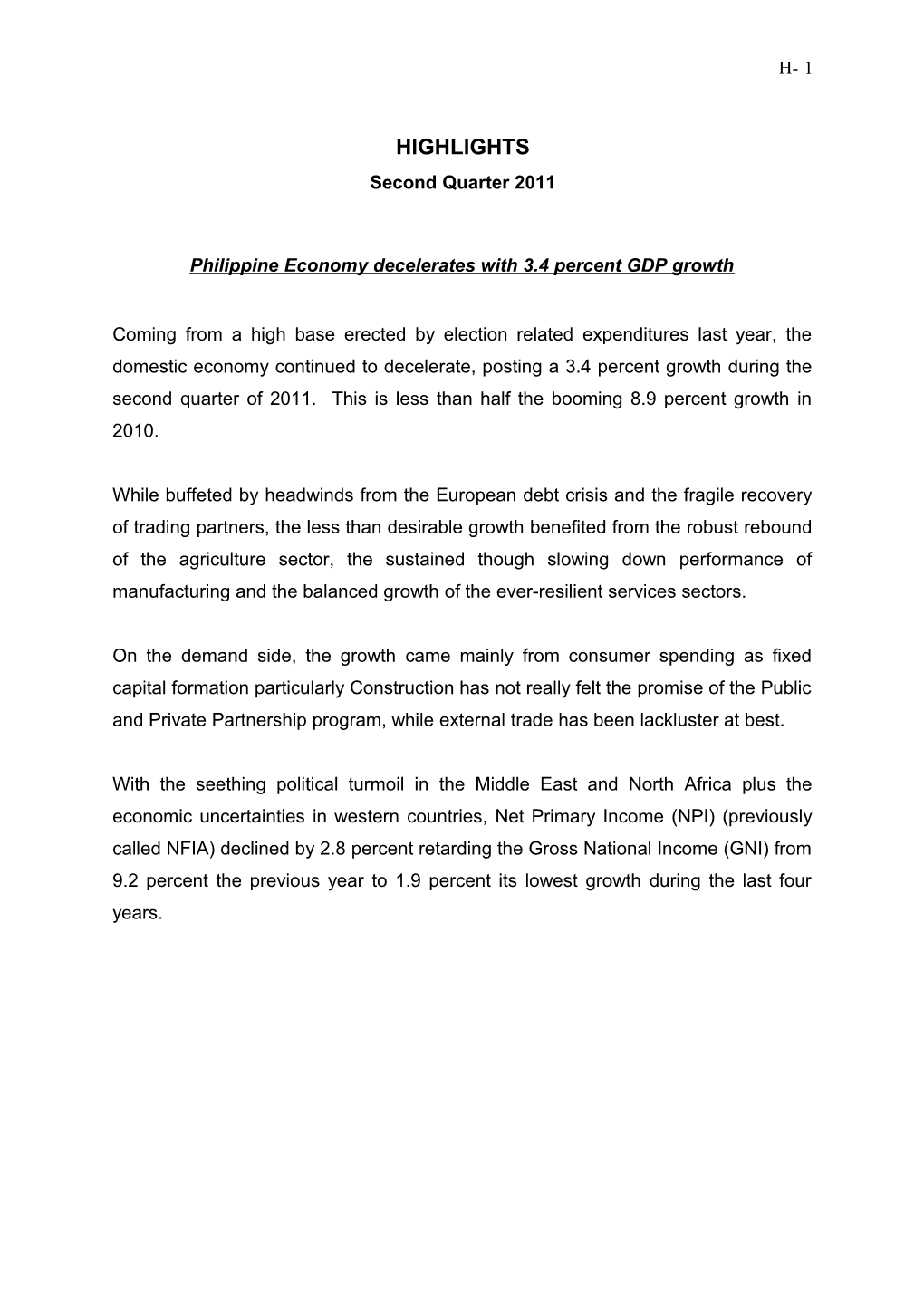 Philippine Economy Decelerates with 3.4 Percent GDP Growth