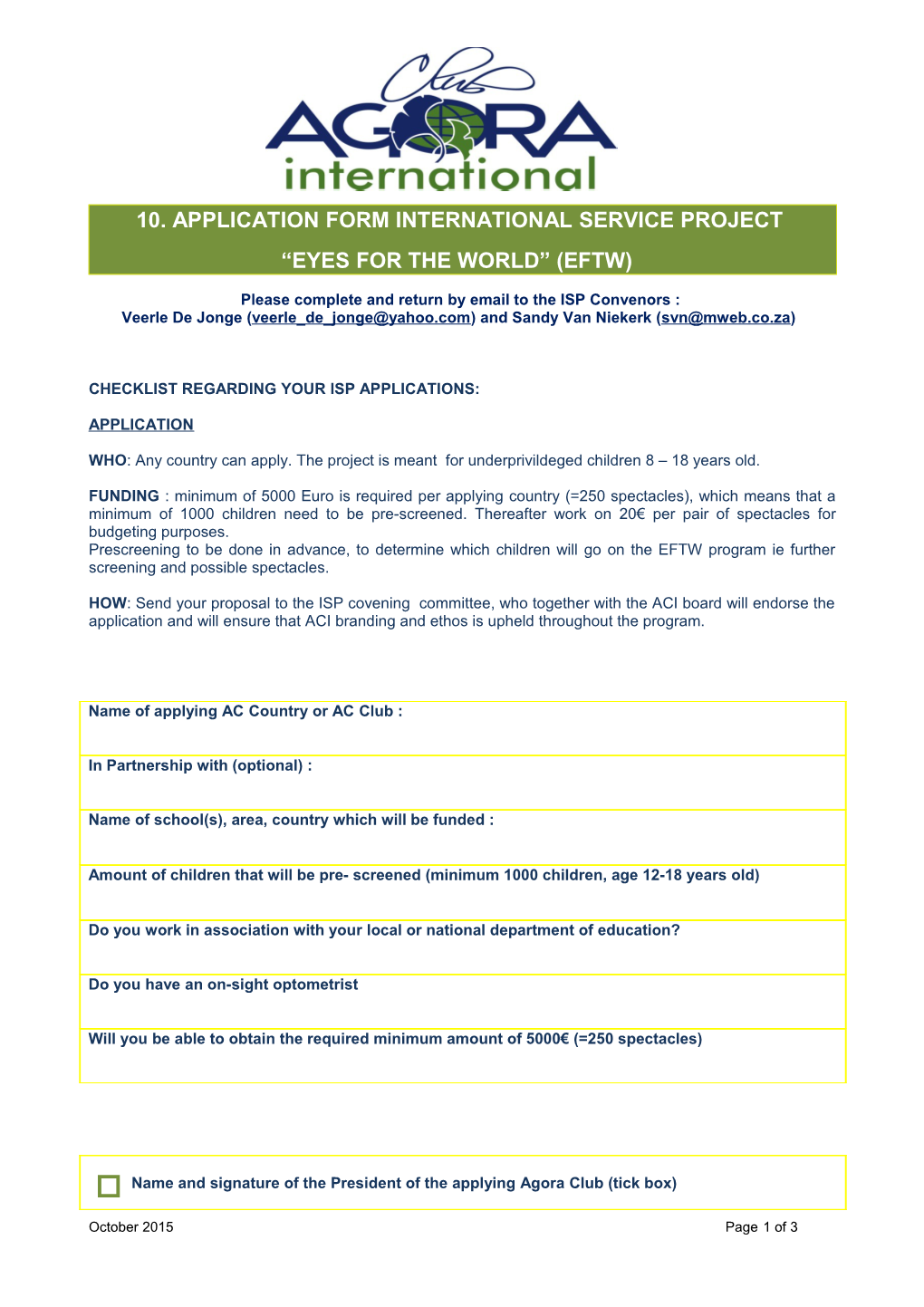 Application Form Aci Isp