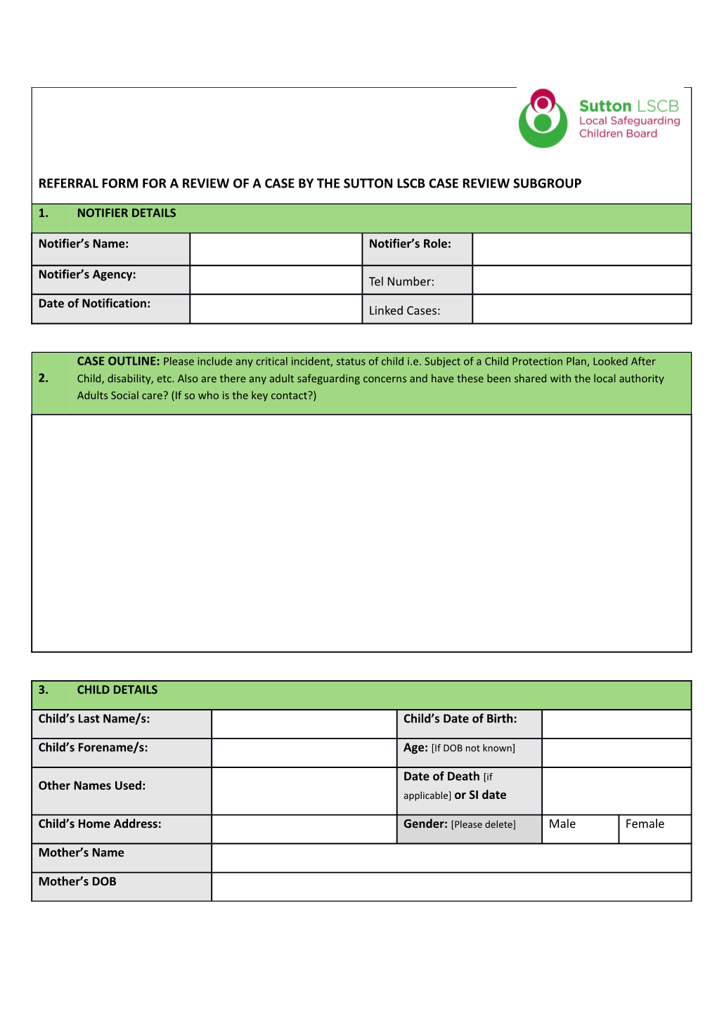 Fits Criteria of Notifiable Incident/Serious Case Review