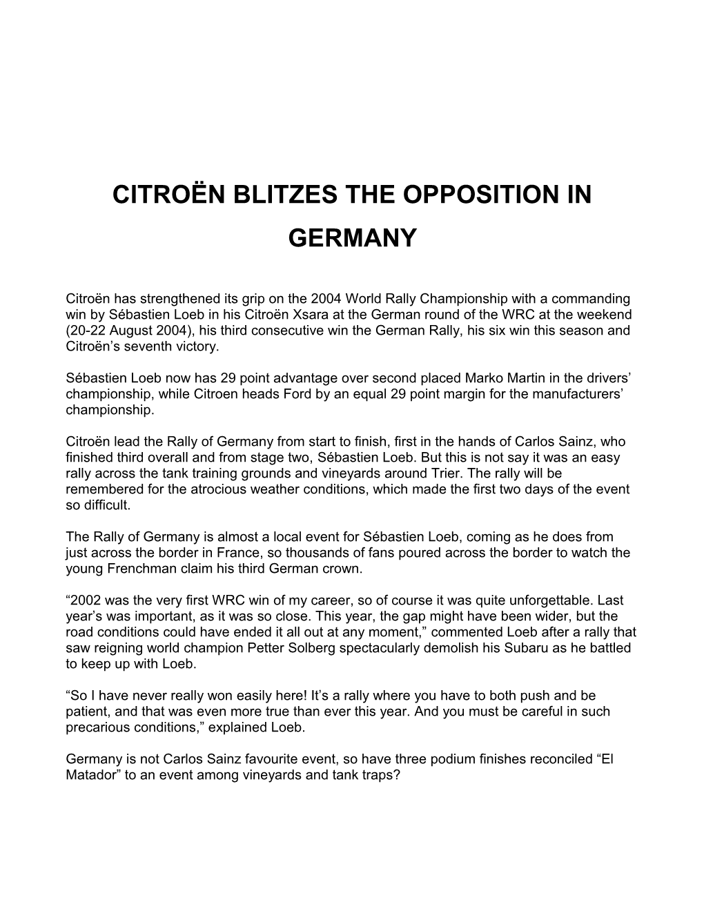 Citroën Blitzes the Opposition in Germany
