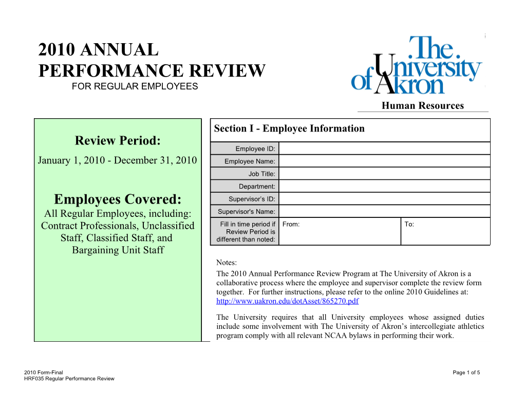 Section II - Identify Duties/Responsibilities & Review Employee Performance
