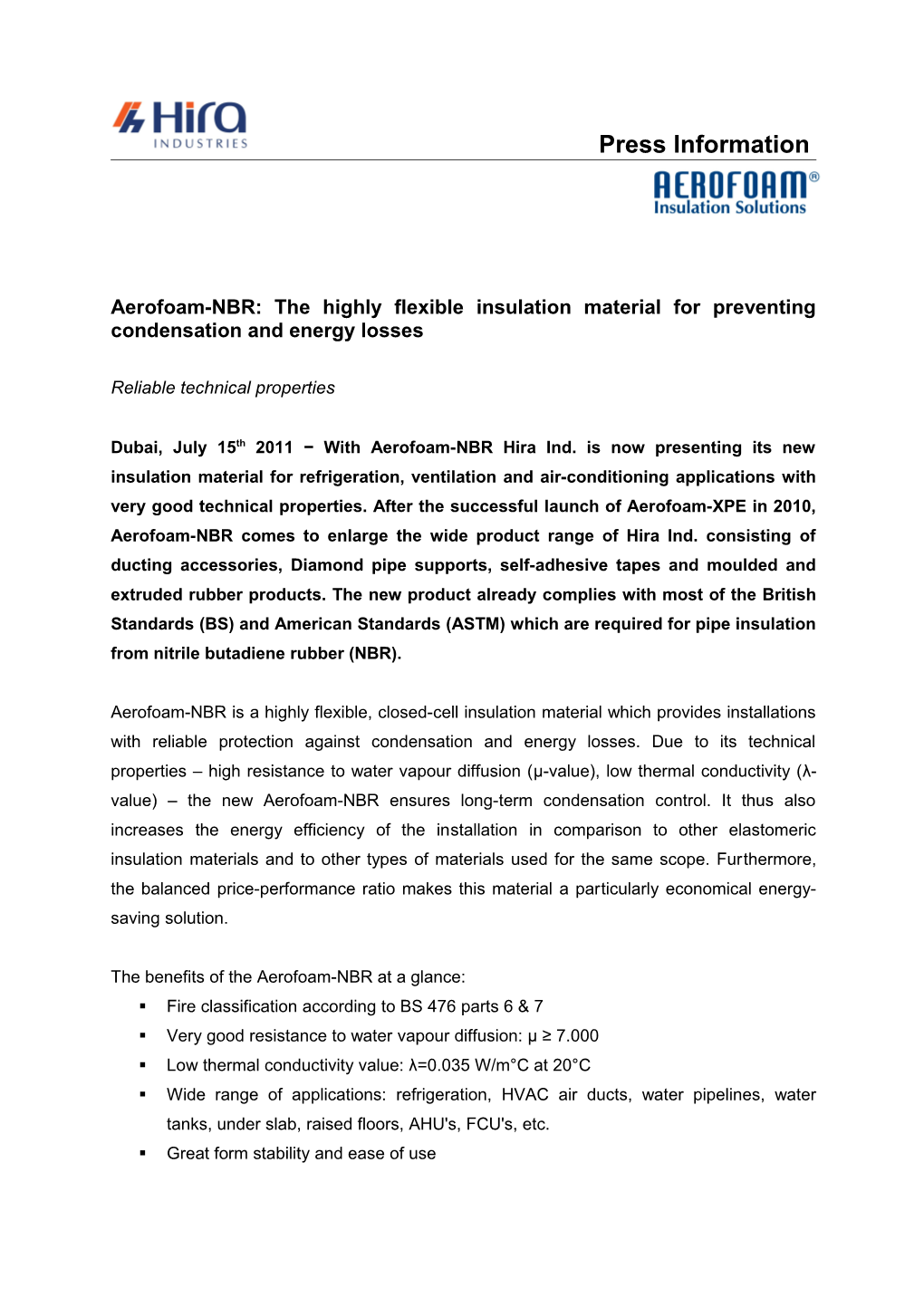 Aerofoam-NBR: the Highly Flexible Insulation Material for Preventing Condensation and Energy