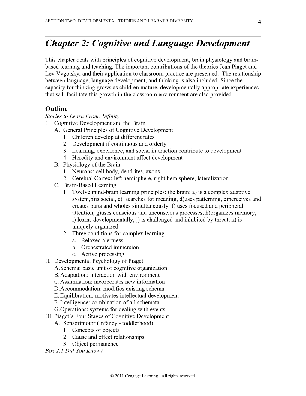 Section Two: Developmental Trends and Learner Diversity