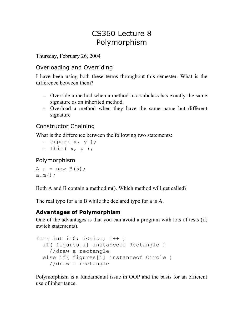 Overloading and Overriding