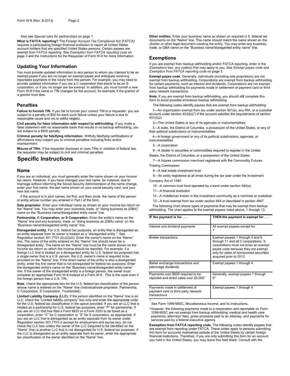 Form W-9 (Rev. 8-2013)Page 1