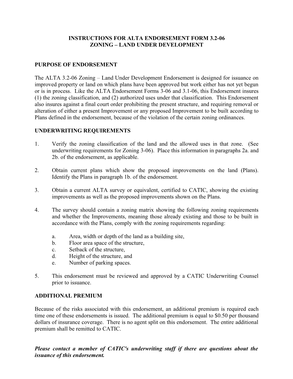 Instructions for Alta Endorsement Form 3.2-06