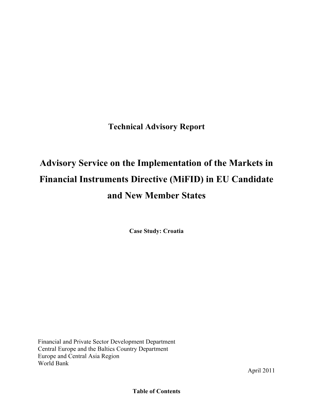 Technical Advisory Report