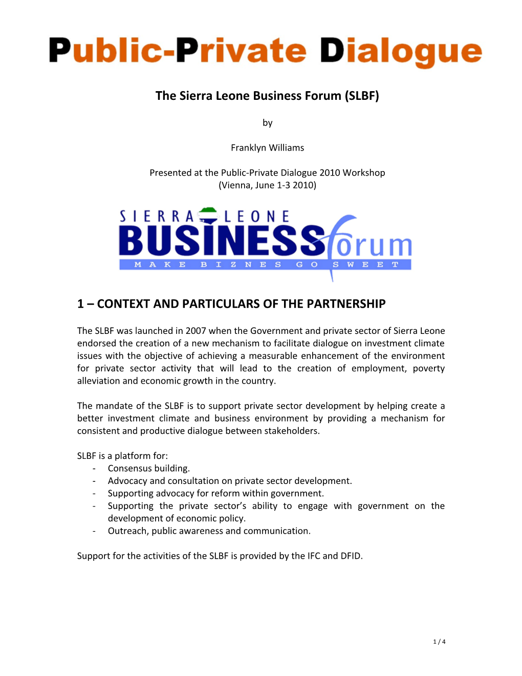 The Sierra Leone Business Forum (SLBF)