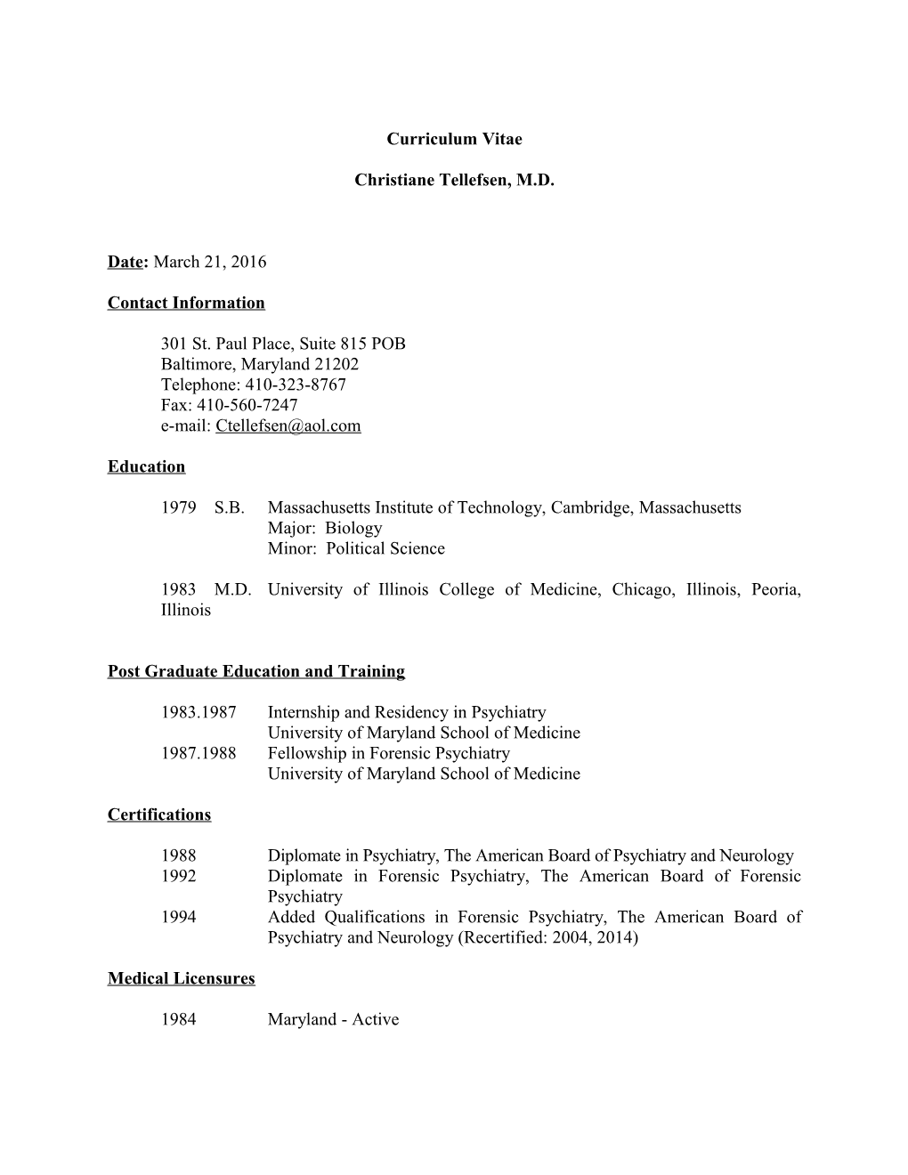 Christiane Tellefsen, M.D.Page 1