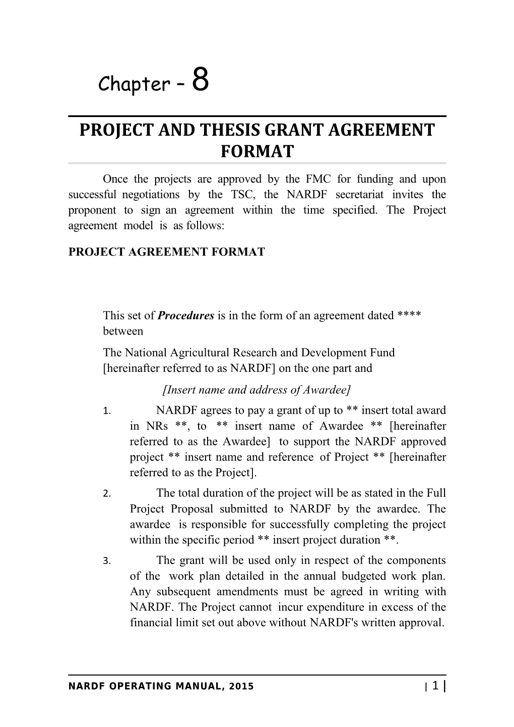 Project and Thesis Grant Agreement Format