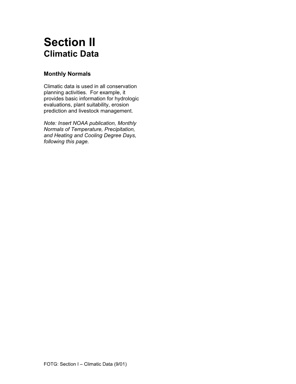 FOTG: Section I - Climatic Data (4/2001) 1