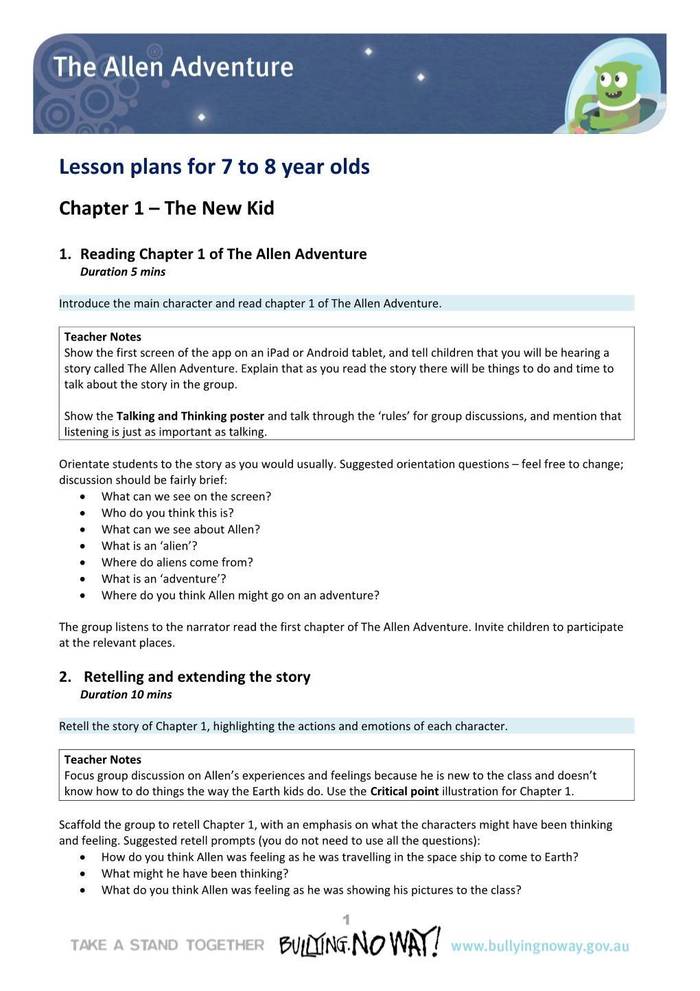 Lesson Plans for 7 to 8 Year Olds