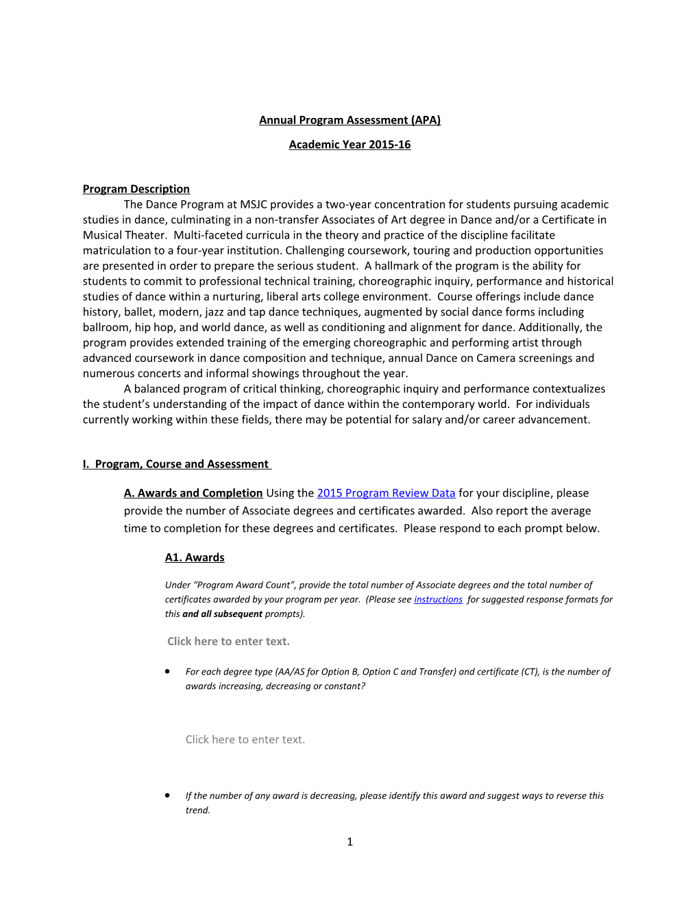 Annual Program Assessment (APA)