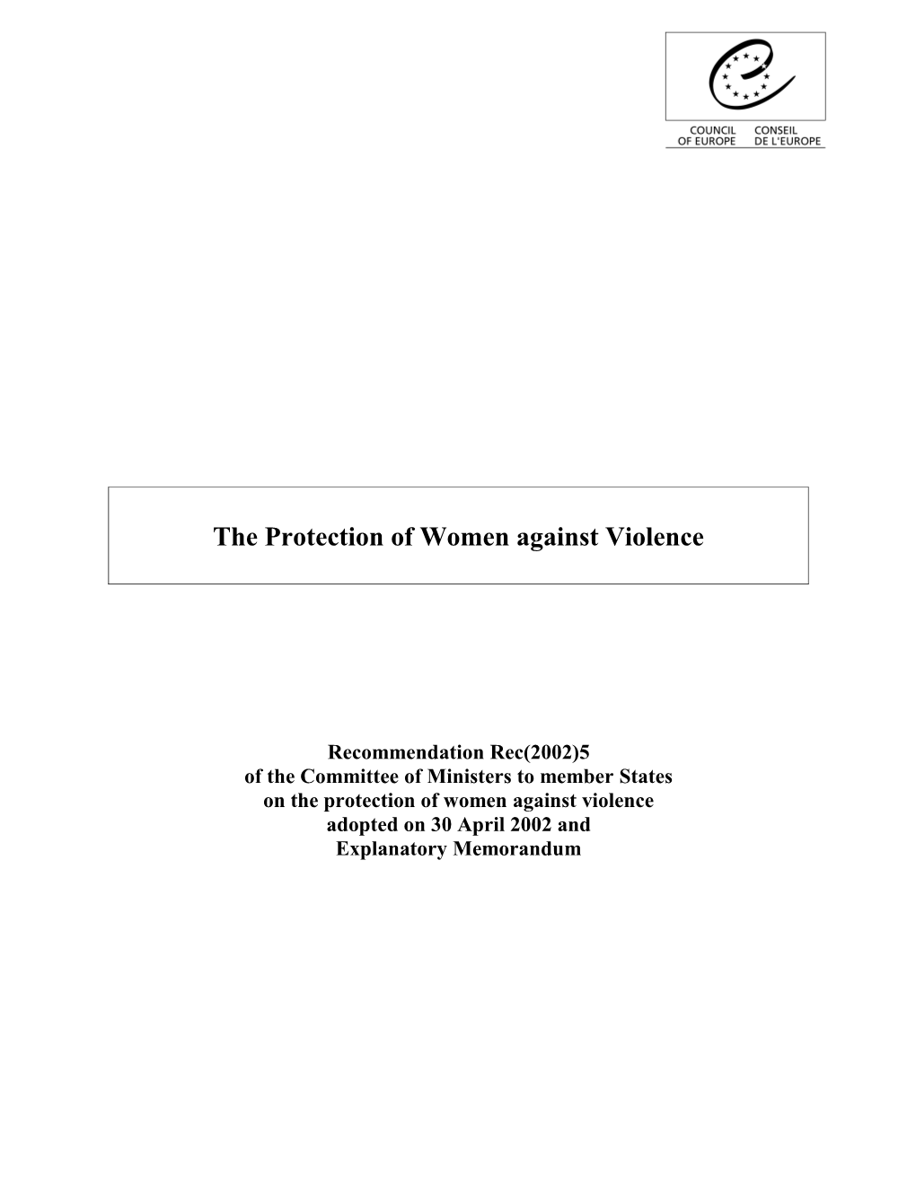 Recommendation on the Protection of Women Against Violence