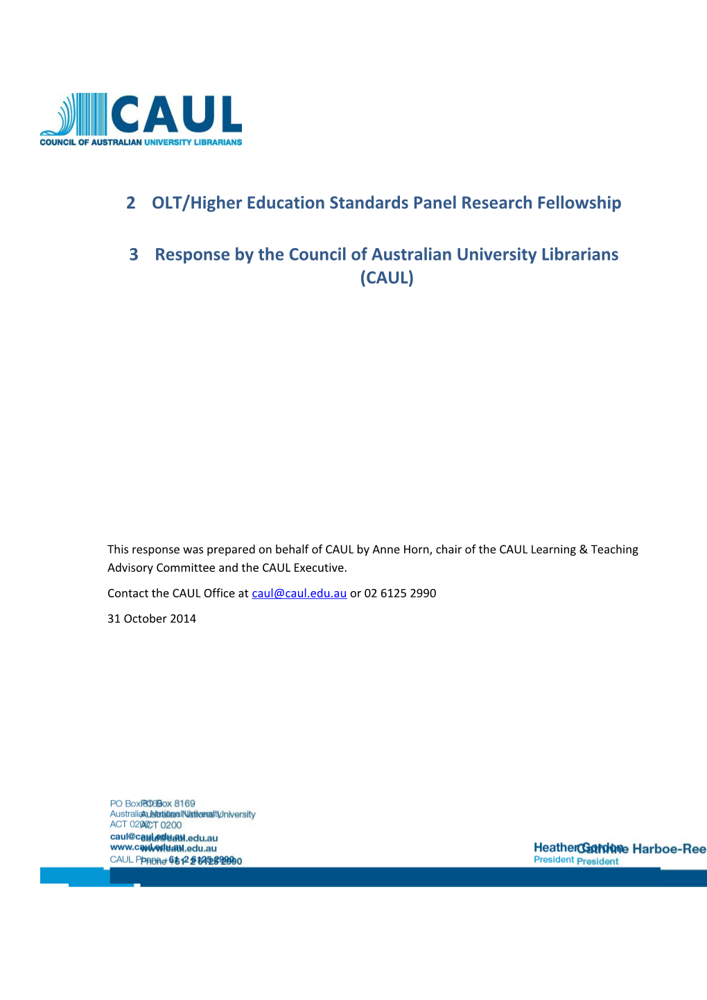 OLT/Higher Education Standards Panel Research Fellowship