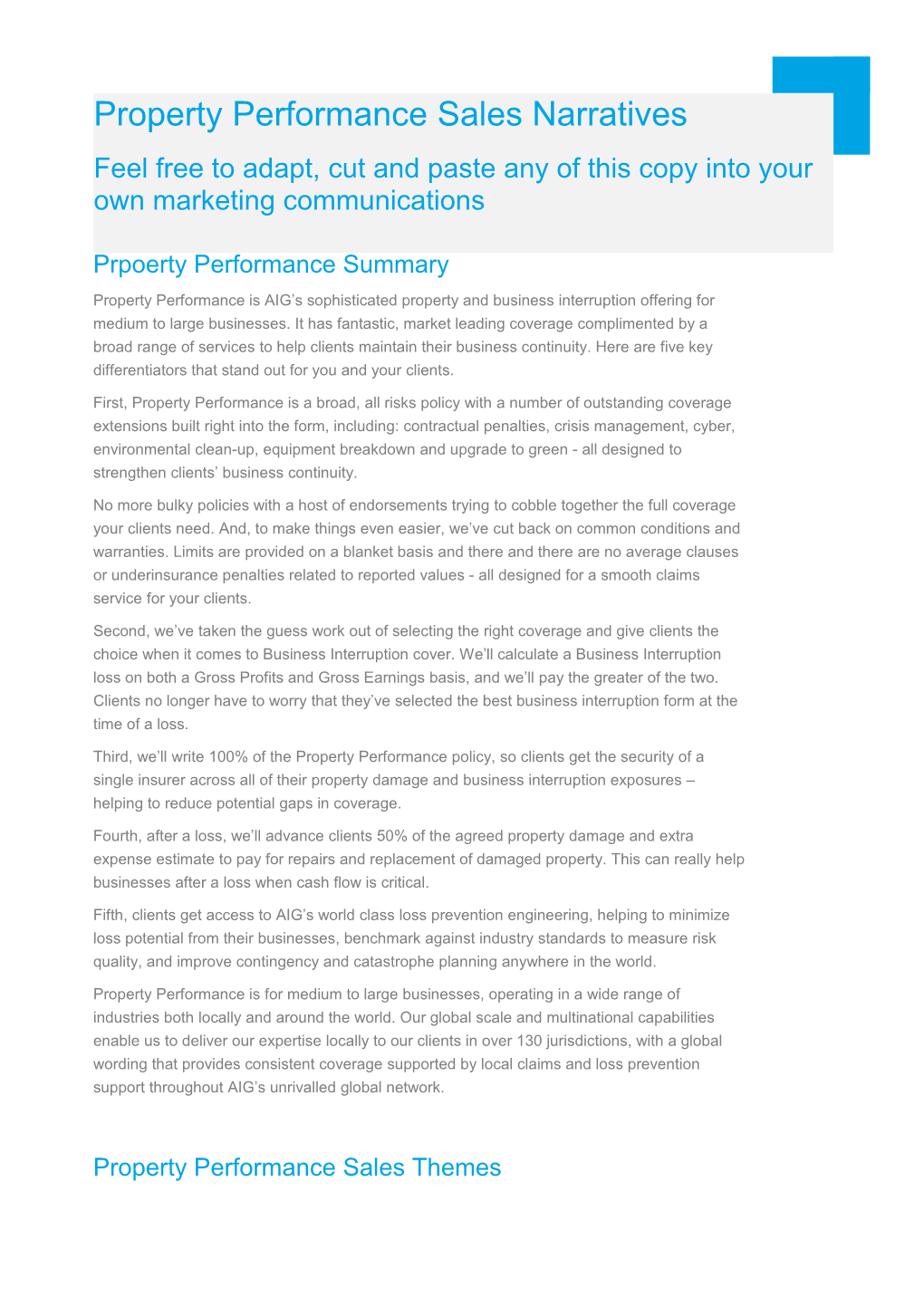 Prpoerty Performance Summary