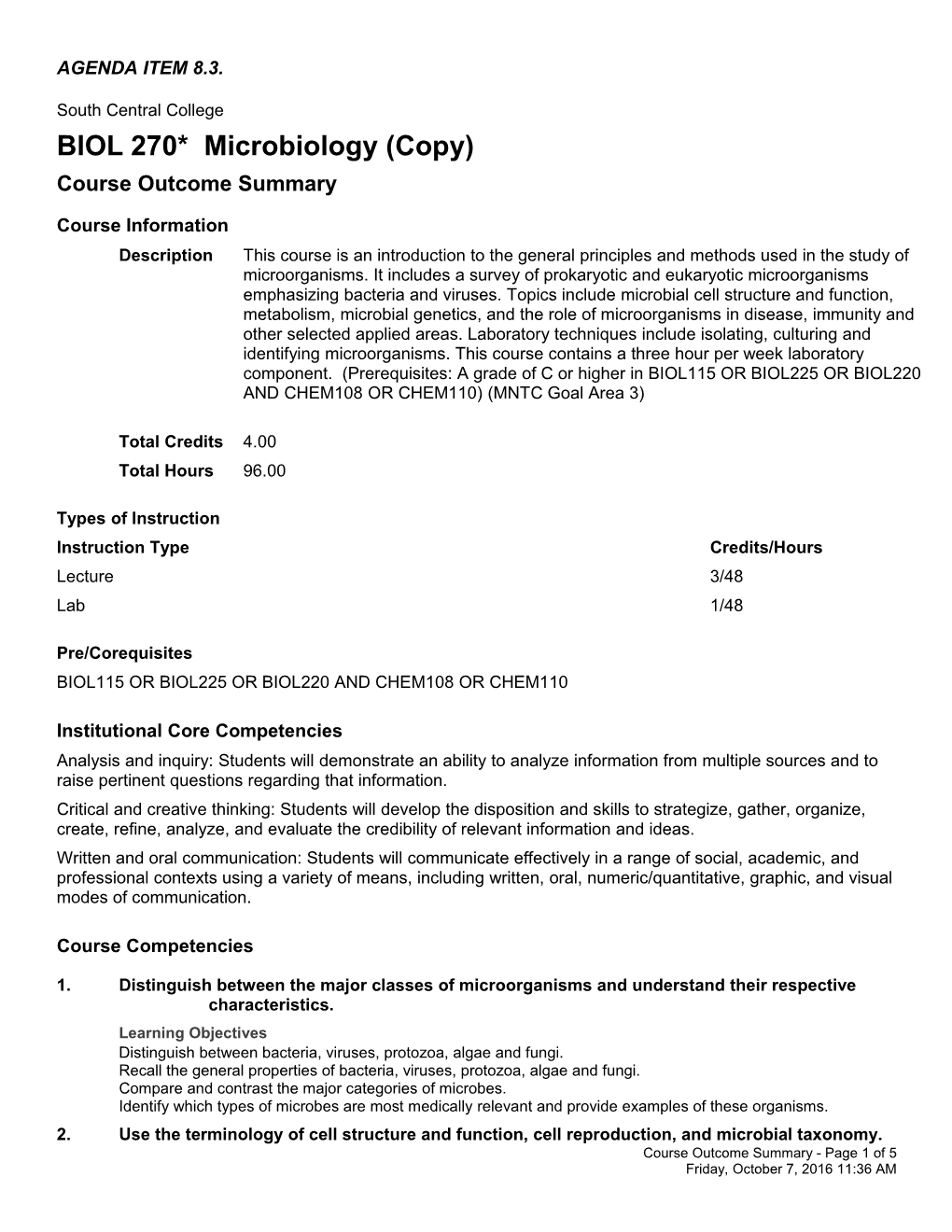 BIOL 270* Microbiology (Copy)