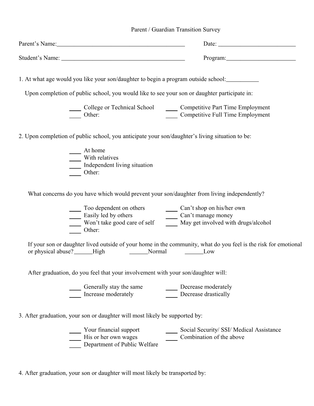 Student Transition Survey