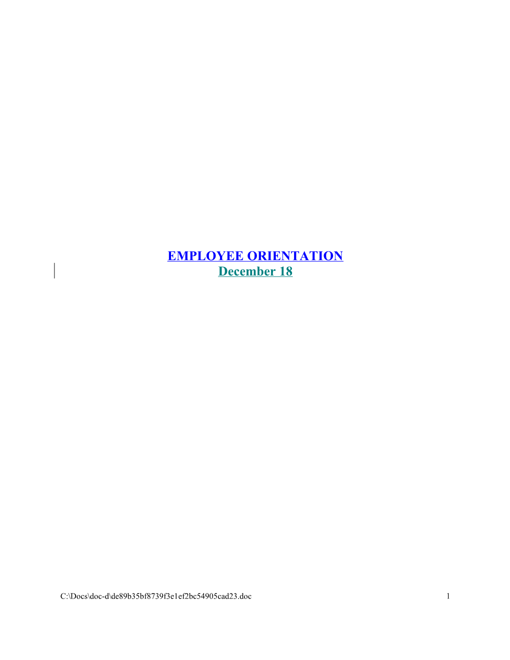 Employee Orientation Binder